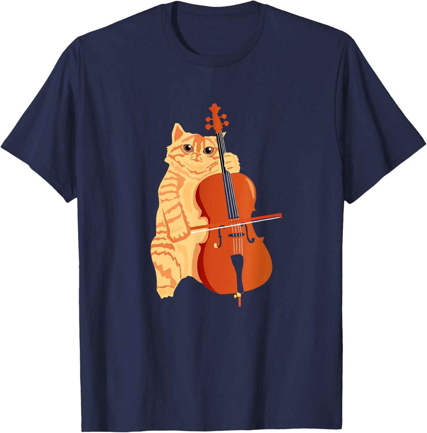 Cello Cat Kitten Bow Instrument Player Shirt Cellist Gift T-Shirt - T-Shirt | Navy