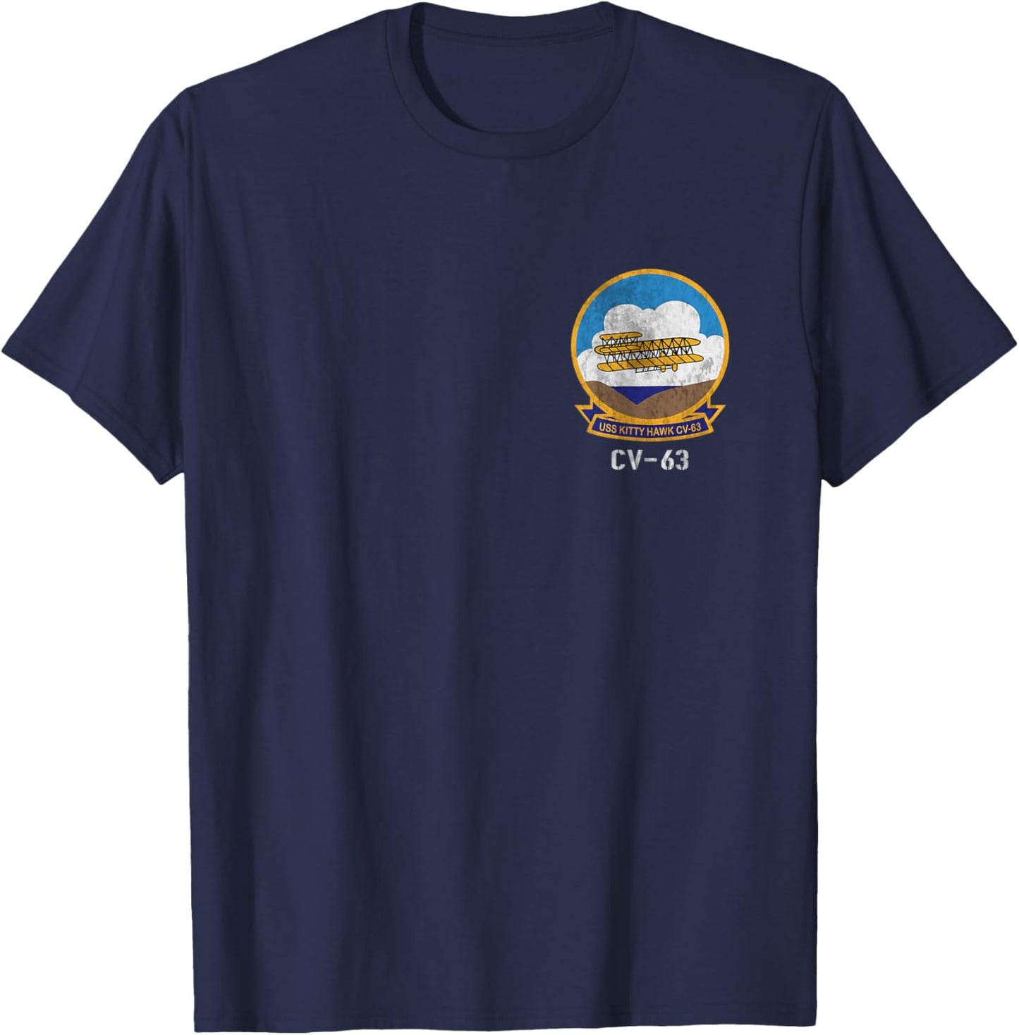 USS Kitty Hawk CV-63 Logo American Flag Aircraft Carrier T-Shirt - T-Shirt | Navy
