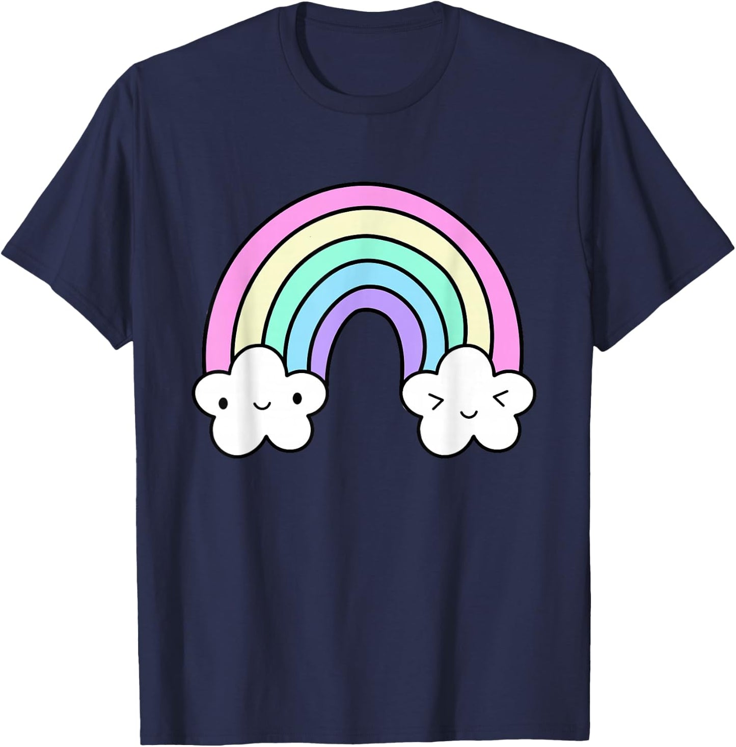 Kawaii Rainbow Clothes Pastel Aesthetic Cute Harajuku T-Shirt - T-Shirt | Navy