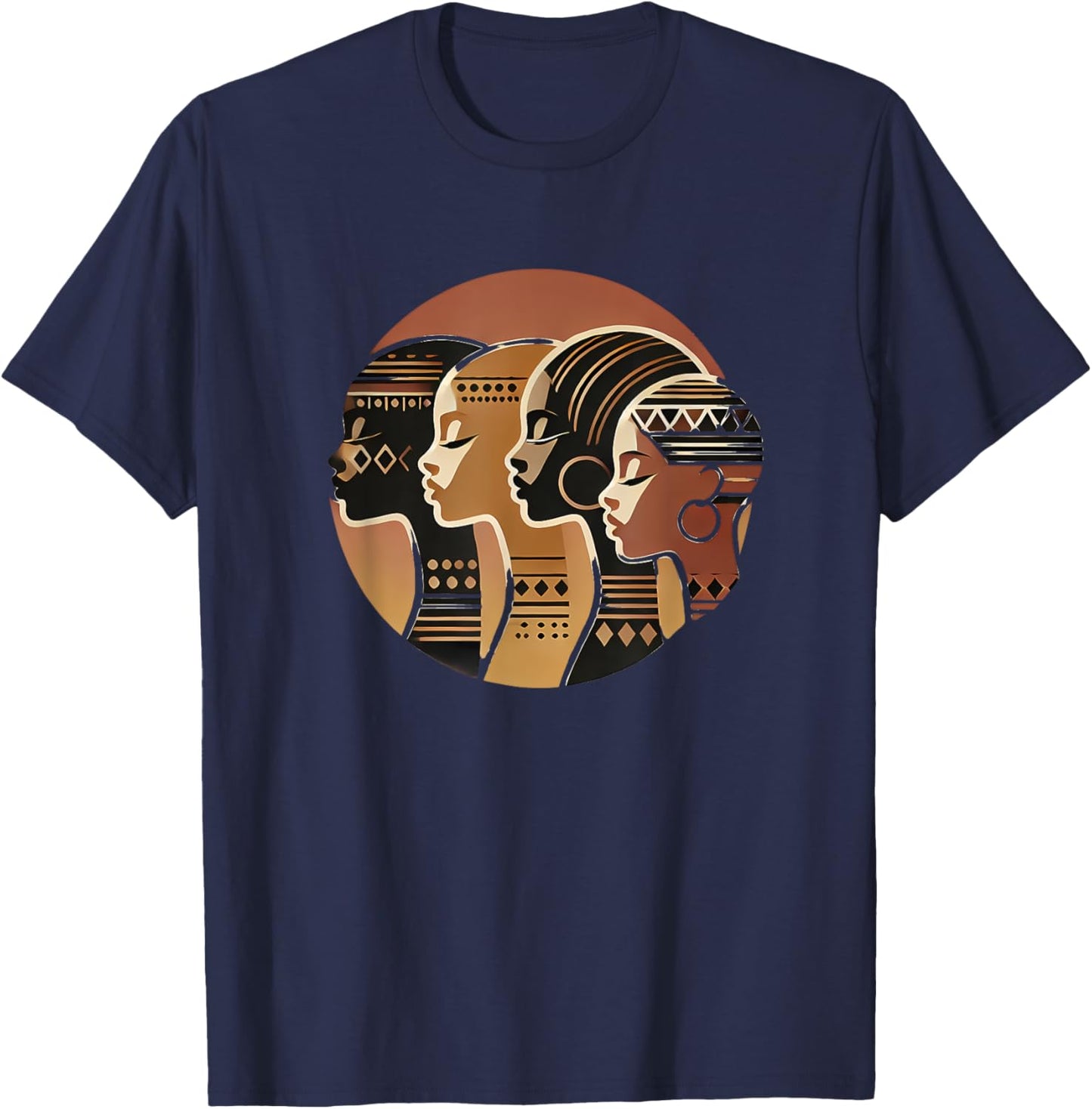 African Design with Faces, Love Africa T-Shirt - T-Shirt | Navy