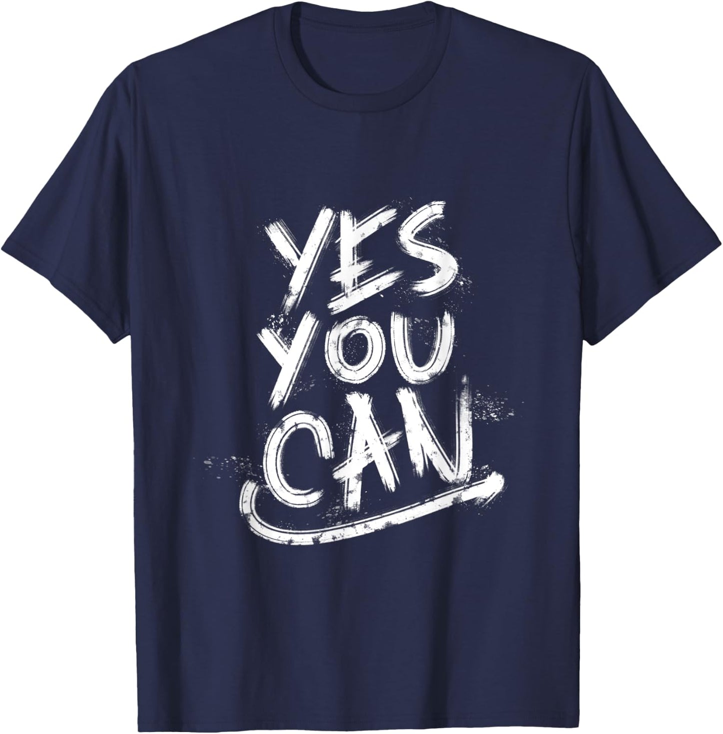 “Yes You Can” Gym Culture Navy Blue Graphic T-Shirt - T-Shirt | Navy