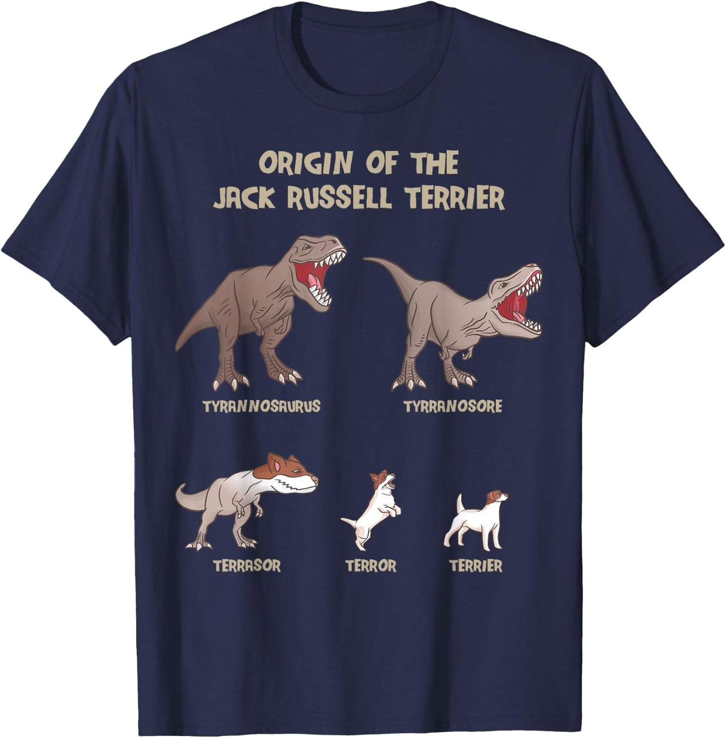 Origin of the Jack Russell Terrier Evolution History Meme T-Shirt - T-Shirt | Navy