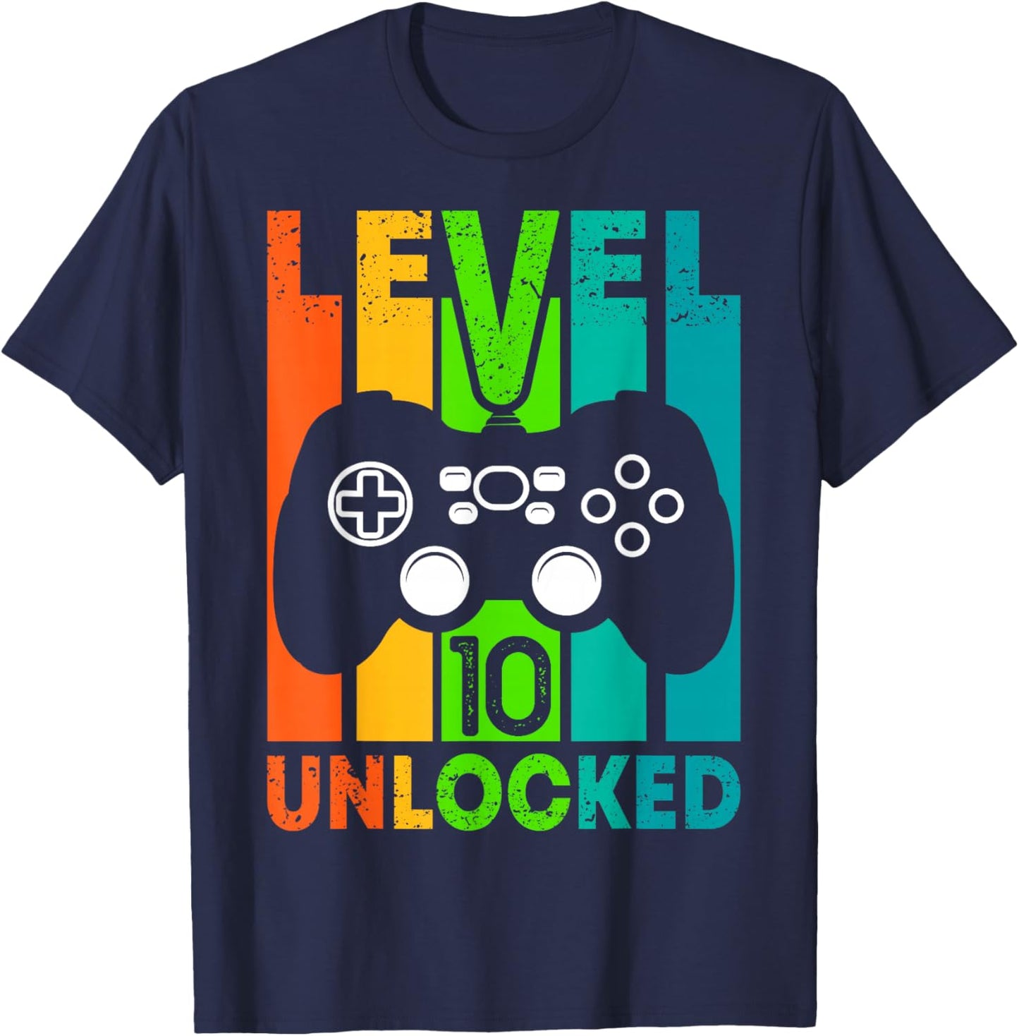 Birthday Gamer Boy or Gamer Girl - Level 10 Unlocked T-Shirt - T-Shirt | Navy