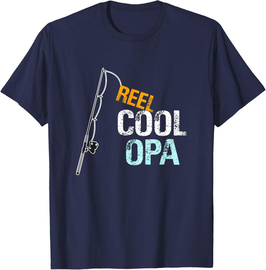 Opa Gift from Granddaughter Grandson Reel Cool Opa T-Shirt - T-Shirt | Navy