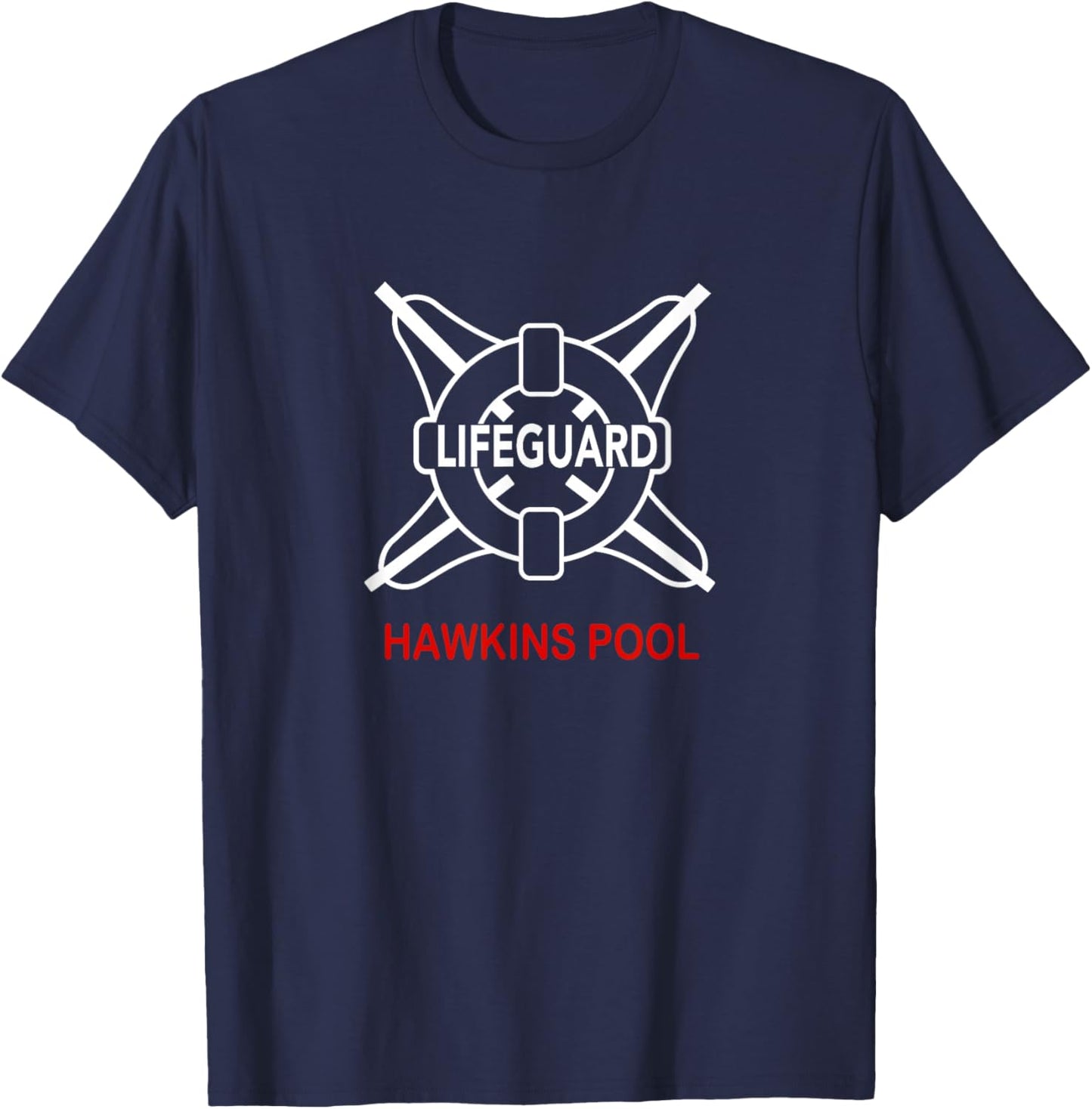 Stranger Things Lifeguard Hawkins Pool Vintage Classic Logo T-Shirt - T-Shirt | Navy