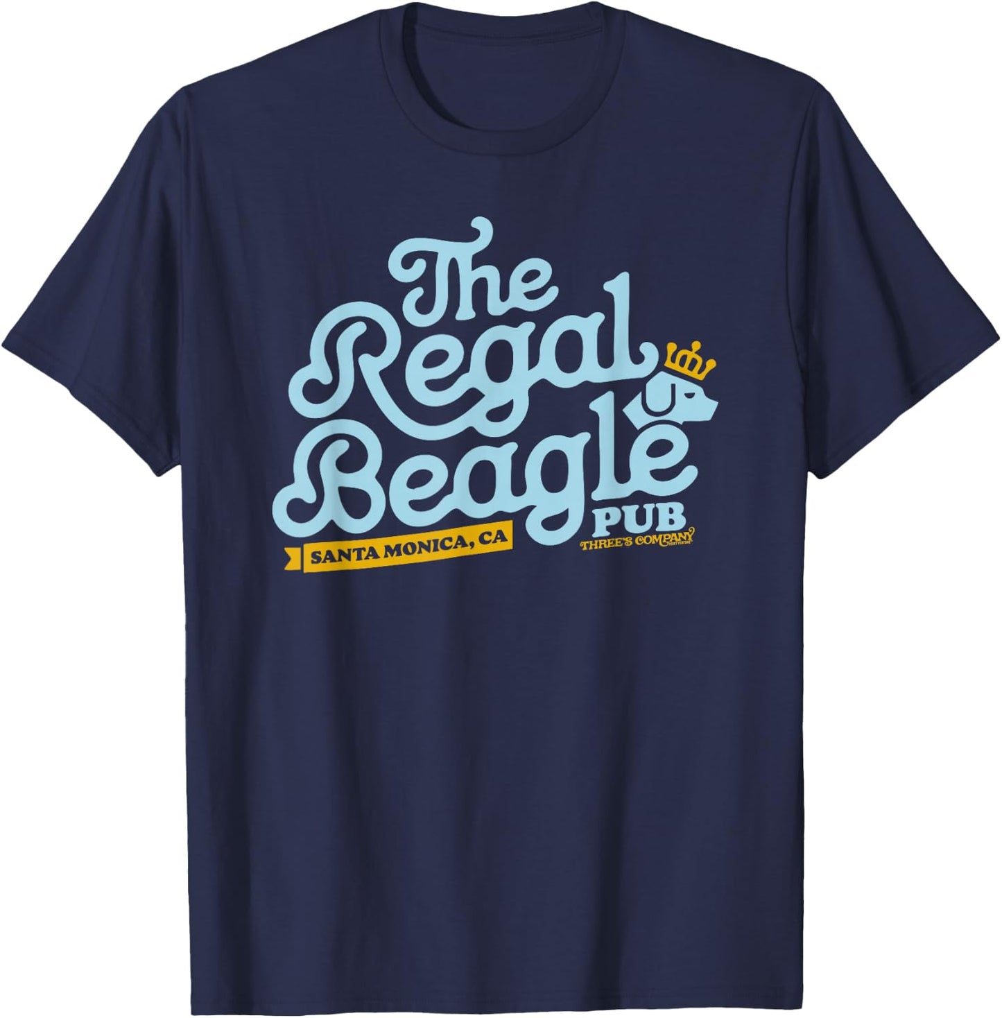 Officially Licensed Regal Beagle Pub Three's Company Logo T-Shirt - T-Shirt | Navy