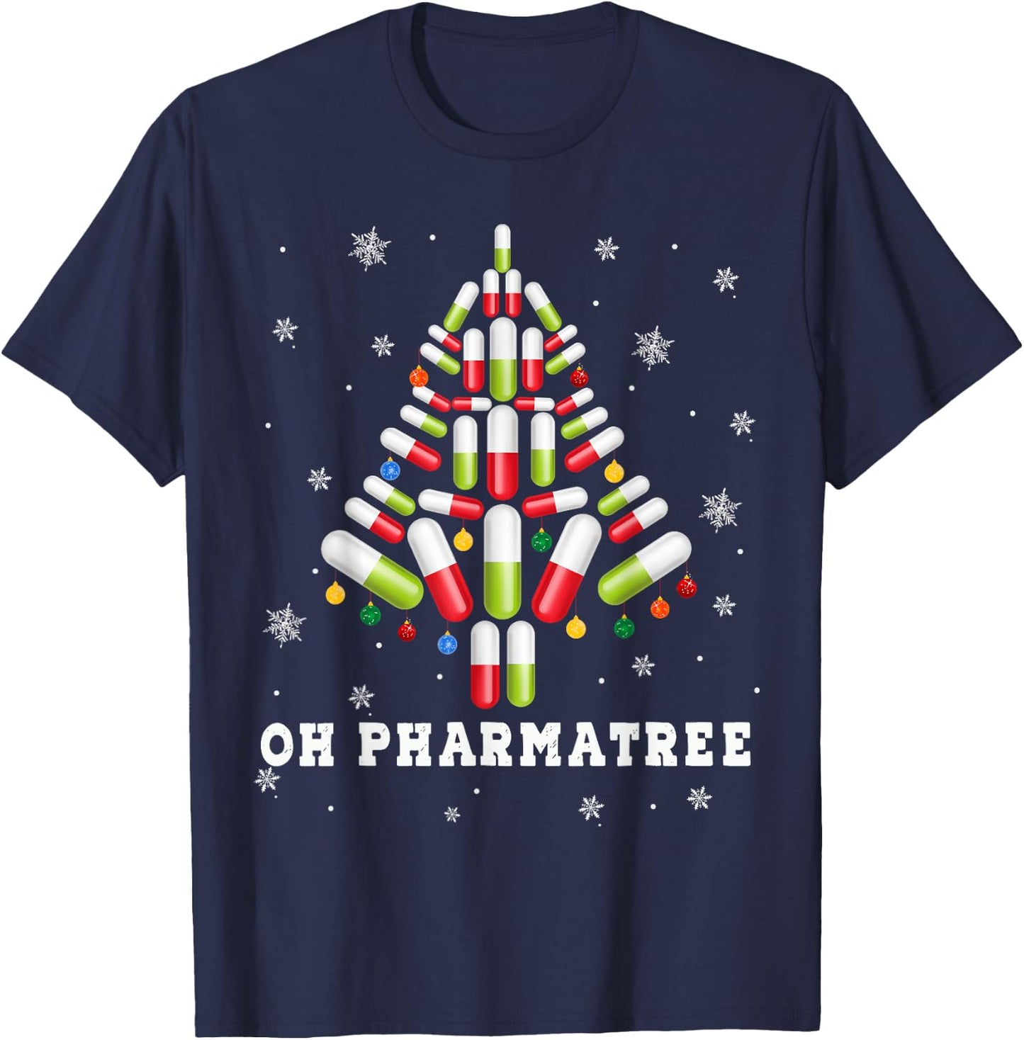 Oh Pharmatree Ugly ChristmasPharmacy Christmas Tree T-Shirt - T-Shirt | Navy