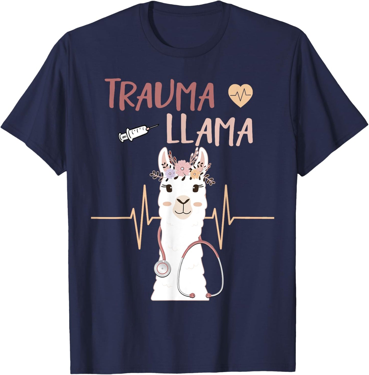 Trauma Llama Nurse EMT Paramedic Nursing Alpaca Gift T-Shirt - T-Shirt | Navy