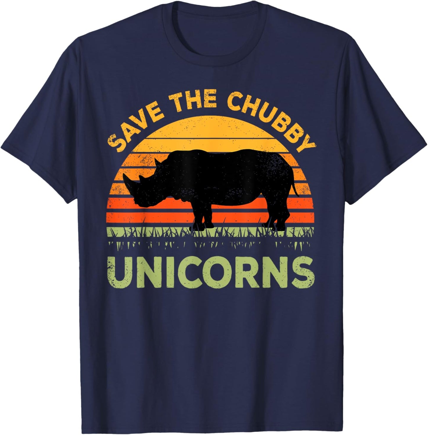 Save The Chubby Unicorns Rhino Rhinoceros African Animal T-Shirt - T-Shirt | Navy