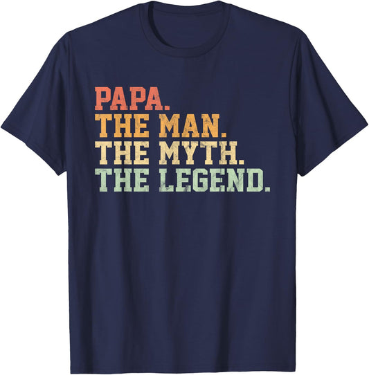 Papa Man Myth Legend Shirt For Funny Father Gift T-Shirt - T-Shirt | Navy