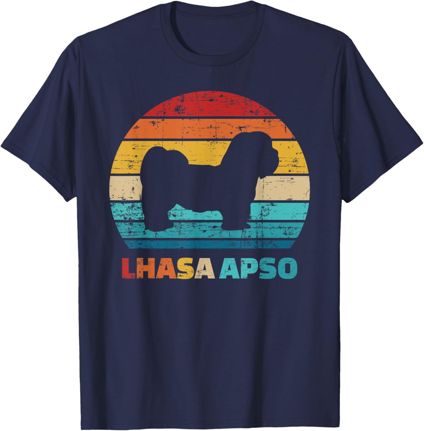 Lhasa Apso vintage retro T-Shirt - T-Shirt | Navy