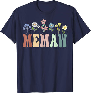 Memaw Gifts Women Wildflower Floral Design Memaw T-Shirt - T-Shirt | Navy