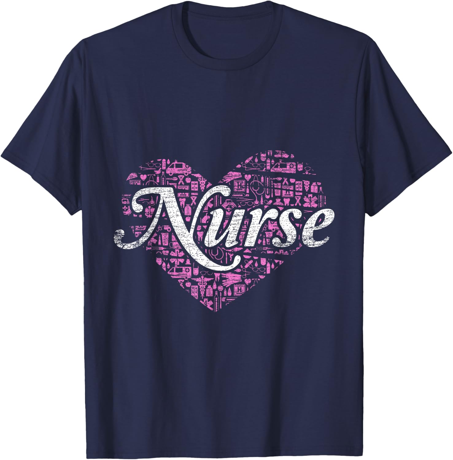 Nurse Heart Love Nursing T-Shirt - T-Shirt | Navy