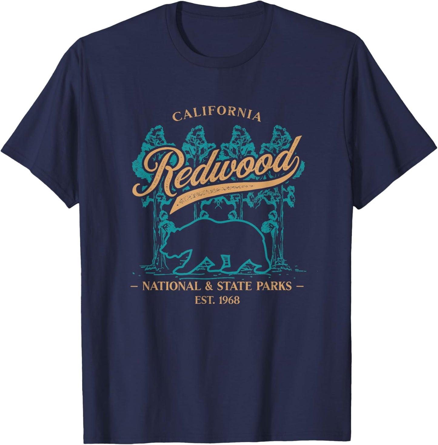 Redwood National State Parks California Coast USA Souvenir T-Shirt - T-Shirt | Navy
