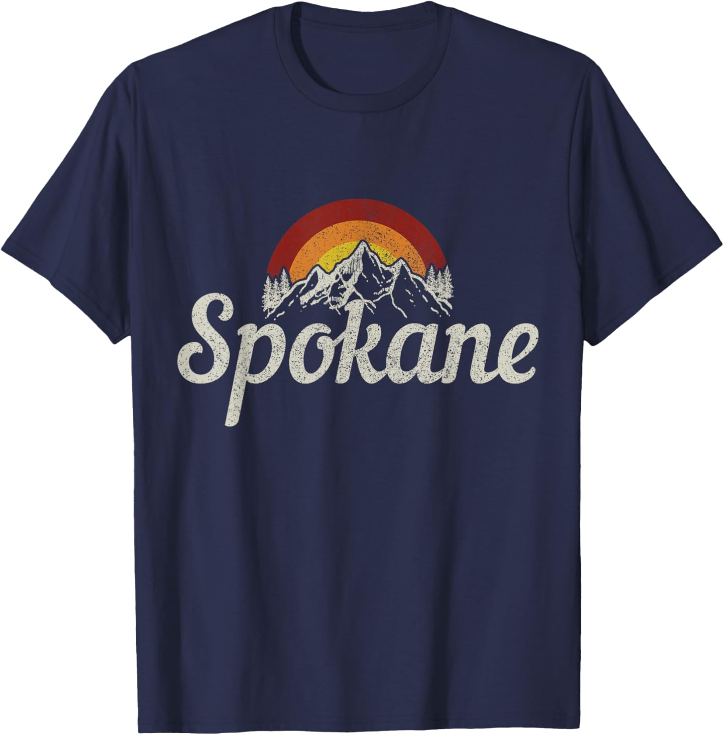 Spokane Washington Vintage Mountains Pride T-Shirt - T-Shirt | Navy