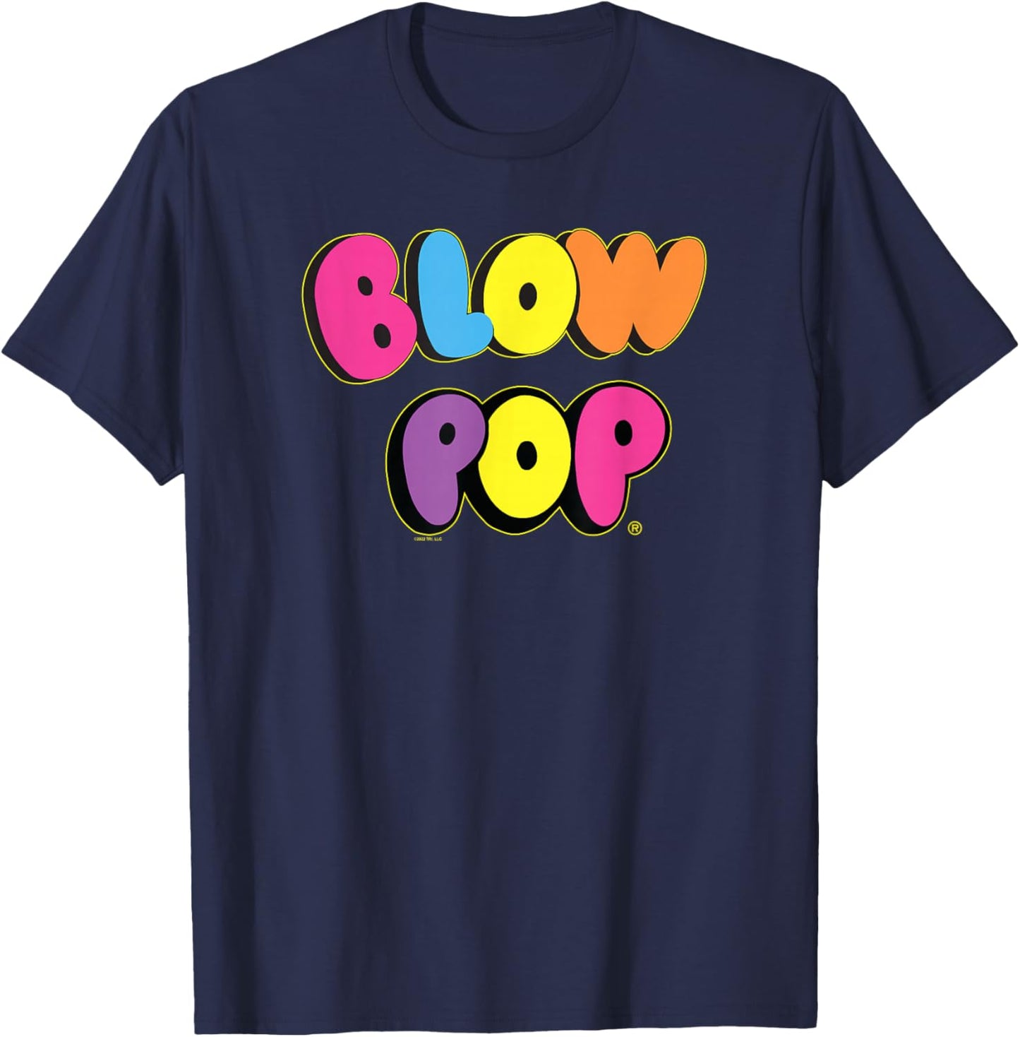 Charms Blow Pop Colorful Letters Text Logo T-Shirt - T-Shirt | Navy