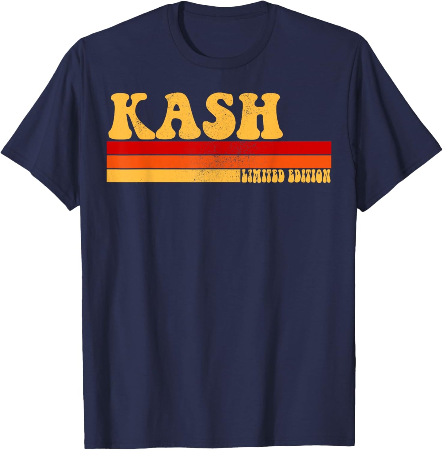 AmaStyle Co. KASH Name Personalized Idea Men Retro Vintage KASH , Small, Black T-Shirt - T-Shirt | Navy