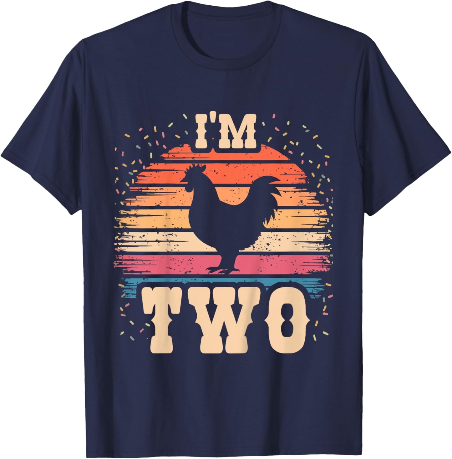 Chicken 2 Year Old Birthday Boy Girl 2nd Chicken Birthday T-Shirt - T-Shirt | Navy