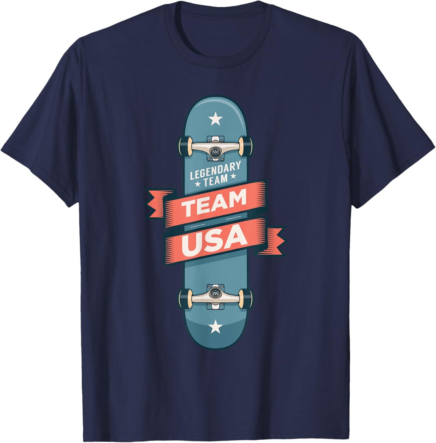 Skateboarding USA Support the Team Shirt USA Flag Skateboard T-Shirt - T-Shirt | Navy