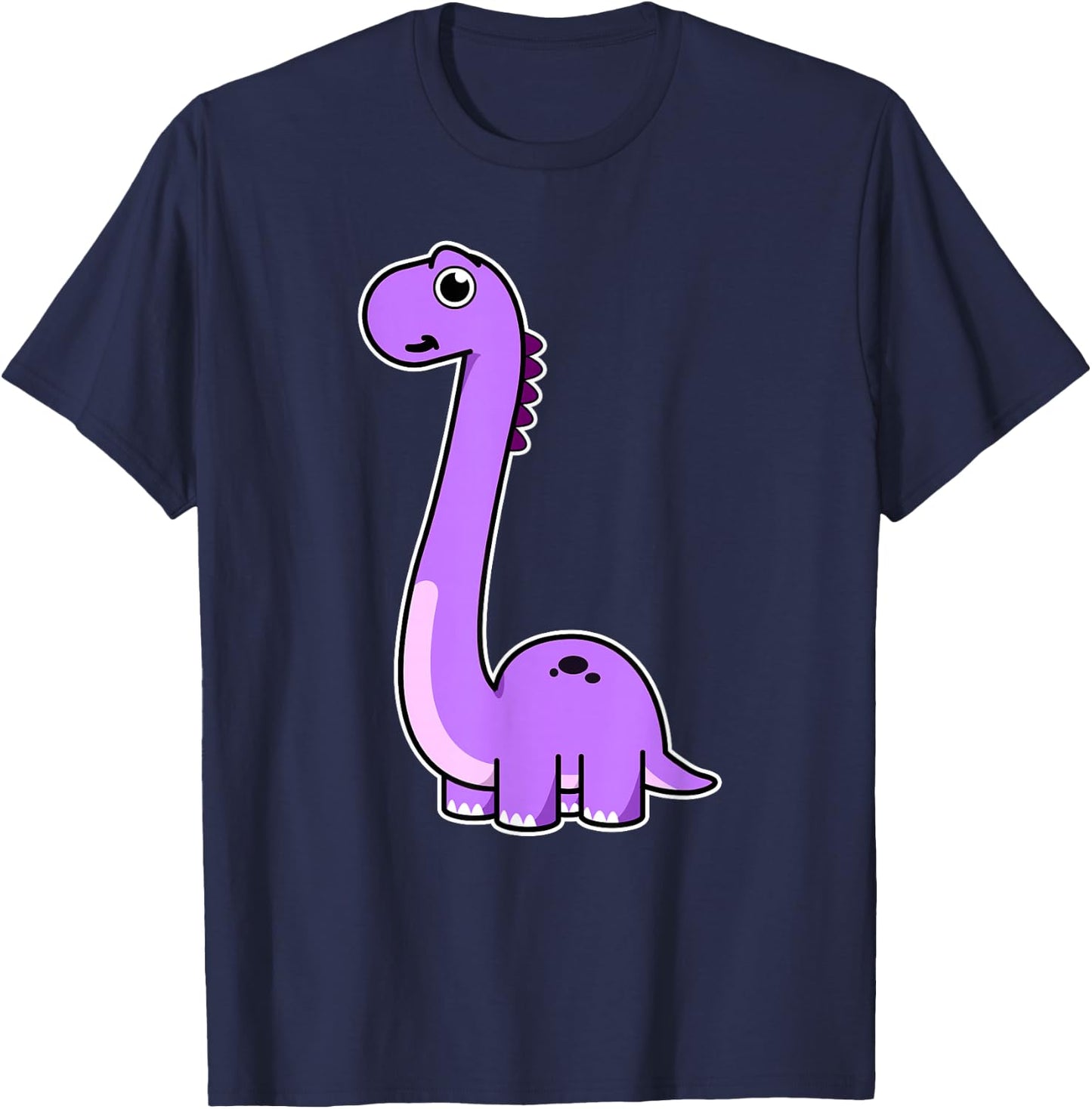 Cute Brontosaurus Dinosaur - Purple Dino Adult and Kids T-Shirt - T-Shirt | Navy