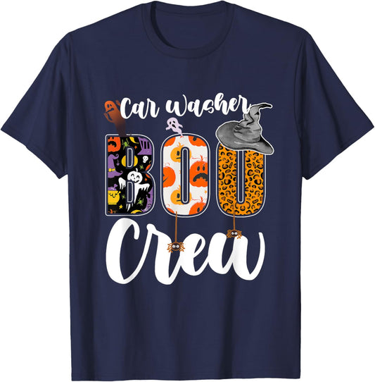 Car Washer Boo Crew Halloween Matching Carwash T-Shirt - T-Shirt | Navy