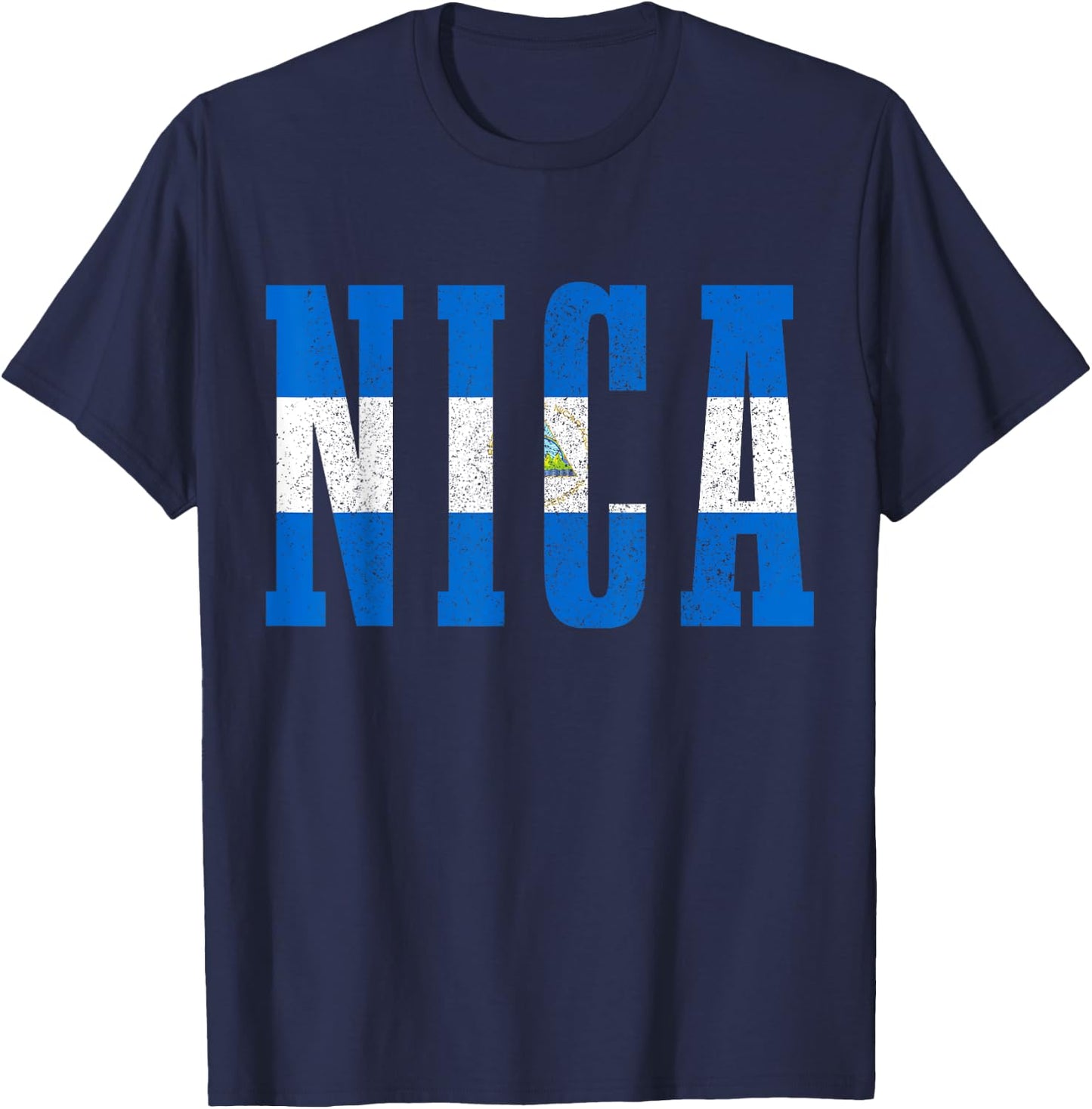 Nicaragua Flag Vintage Souvenir T-Shirt - T-Shirt | Navy