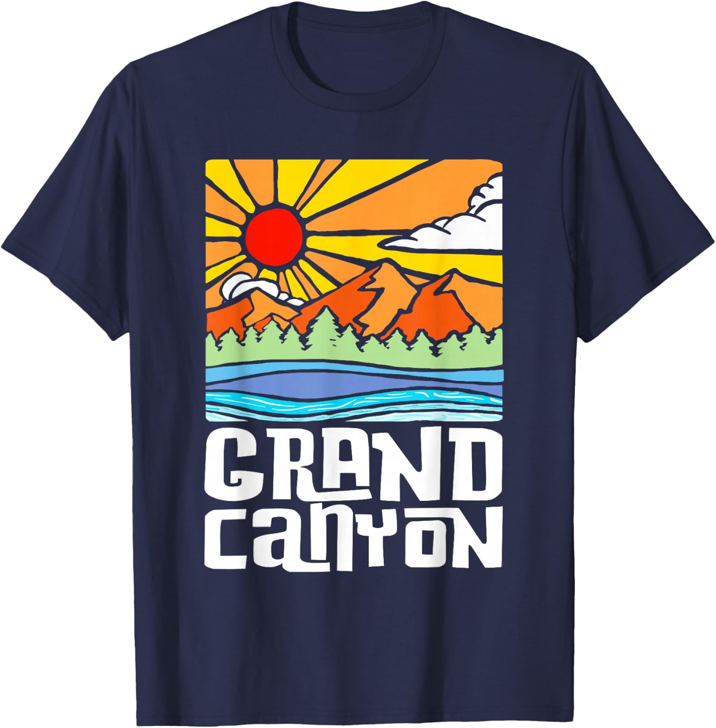 Grand Canyon National Park Artistic Nature & Mountains T-Shirt - T-Shirt | Navy