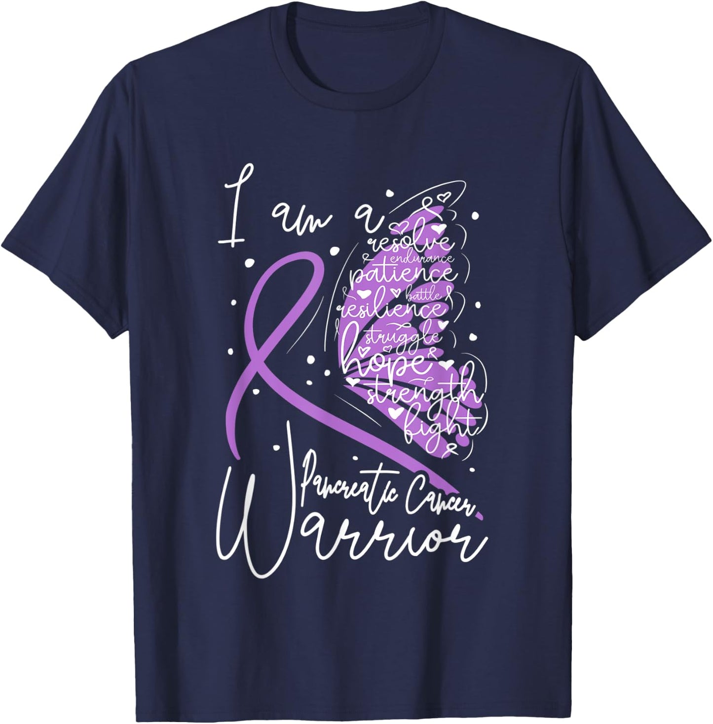 Butterfly Pancreatic Cancer Awareness T-Shirt - T-Shirt | Navy