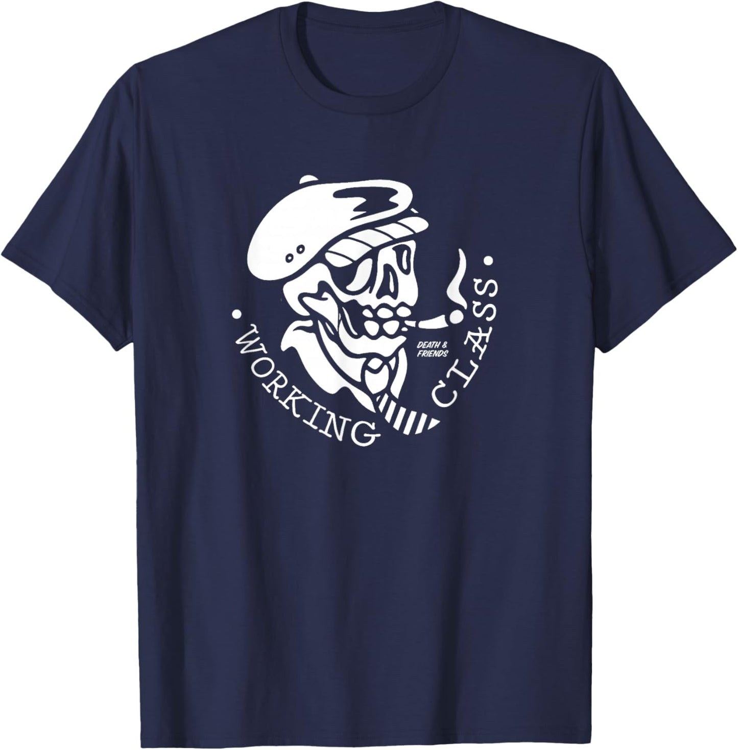 Punks & Skins Ltd Working Class - Men's Music - Black - Small - - Short Sleeve - Classic Fit - Letter Print T-Shirt - T-Shirt | Navy