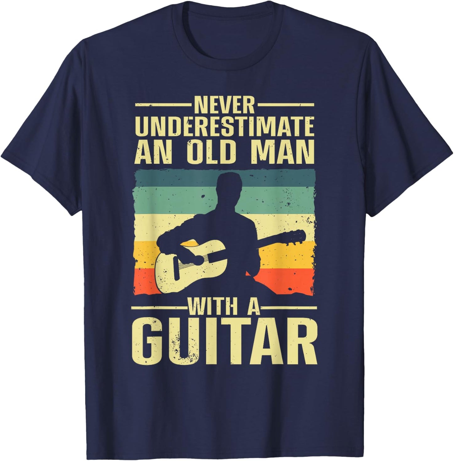 Cool Guitar Design For Grandpa Men Guitar Player Guitarist T-Shirt - T-Shirt | Navy