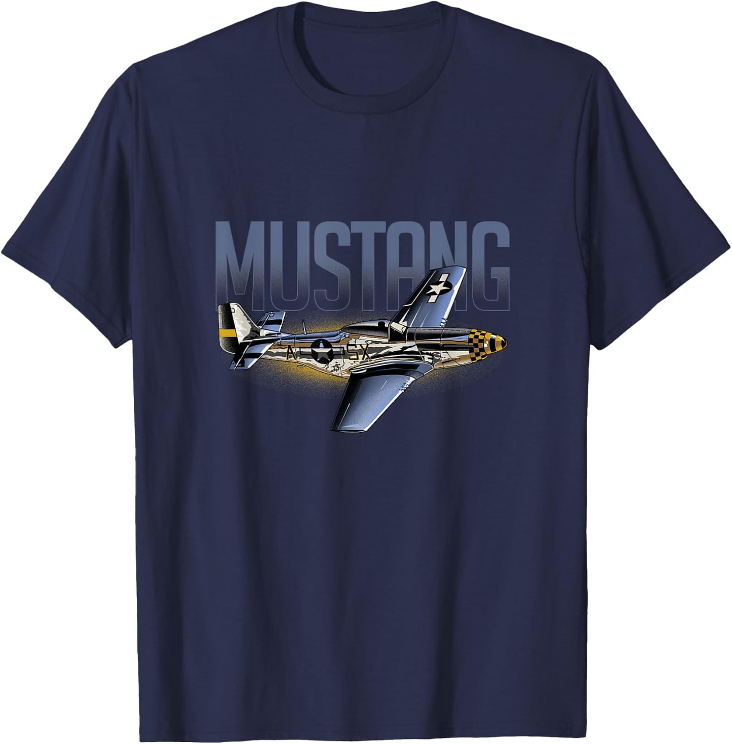 American Classics P51 Mustang World War II Military Airplane T-Shirt - T-Shirt | Navy