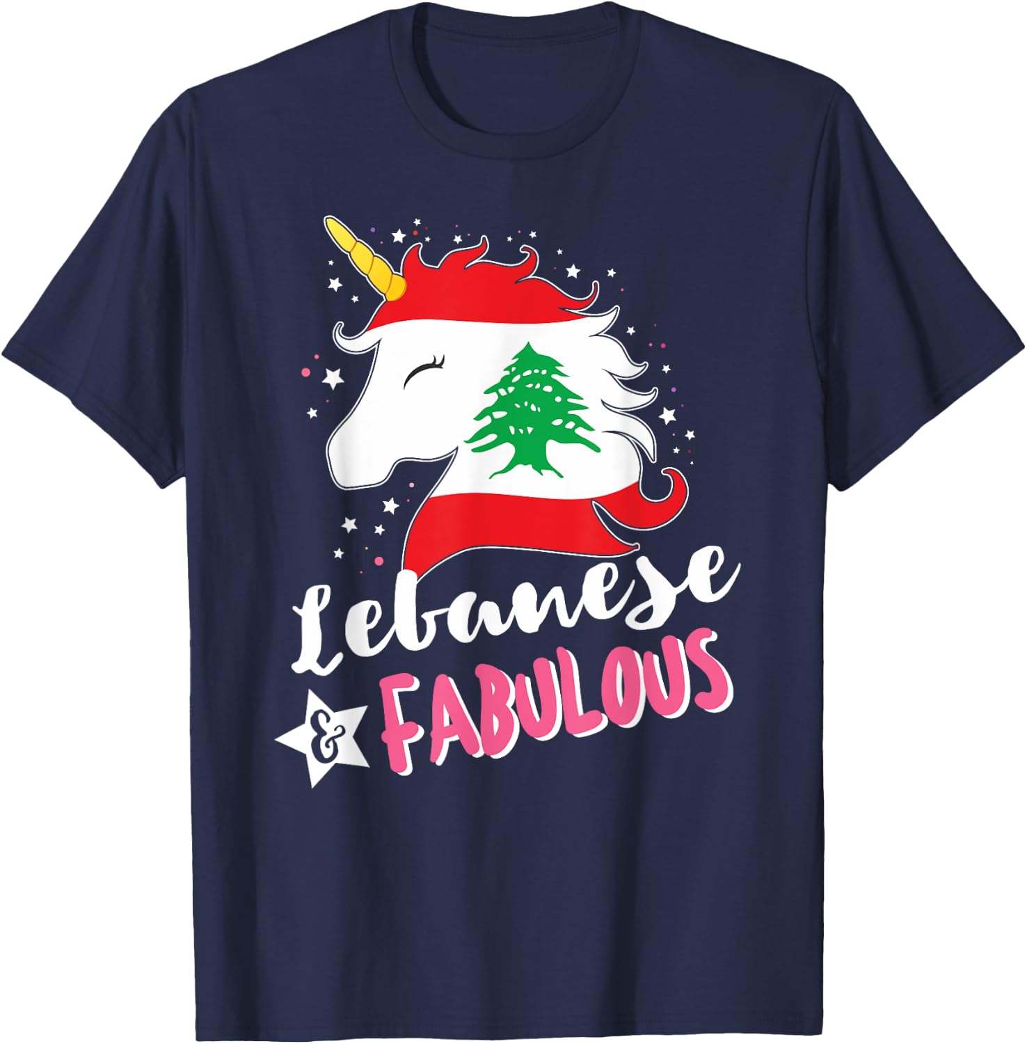 Lebanese Unicorn Lebanon Flag T-Shirt - T-Shirt | Navy