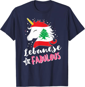 Lebanese Unicorn Lebanon Flag T-Shirt - T-Shirt | Navy