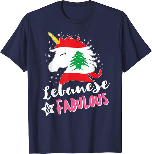 Lebanese Unicorn Lebanon Flag T-Shirt - T-Shirt | Navy