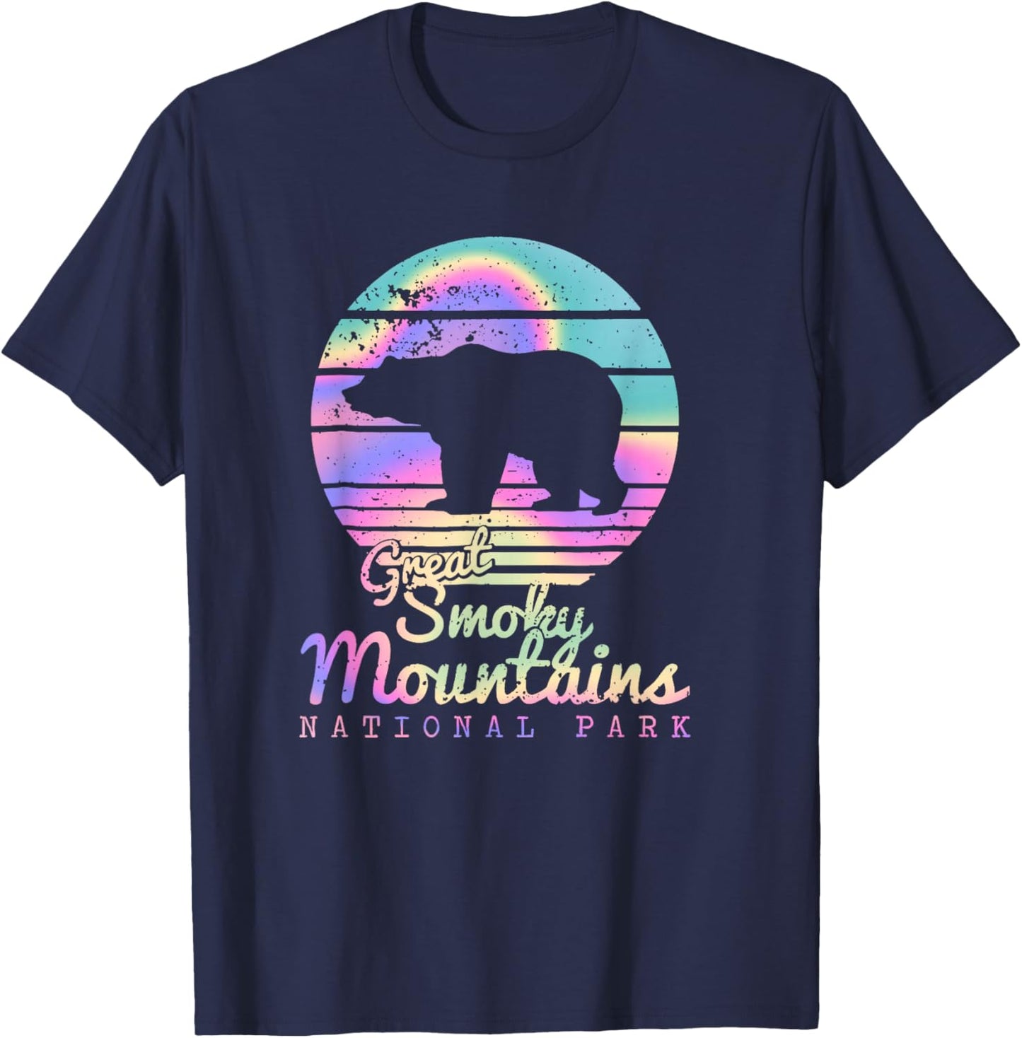 Retro Great Smoky Mountains National Park TN Bear T-Shirt - T-Shirt | Navy