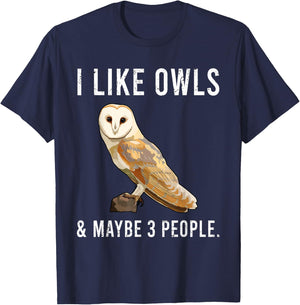 Funny I Like Barn Owls And Maybe 3 People T-Shirt - T-Shirt | Navy