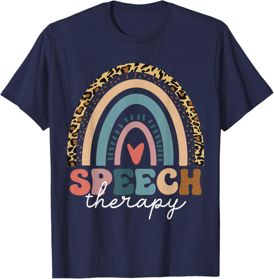 Speech Therapy Rainbow SLP Speech Pathologist T-Shirt - T-Shirt | Navy