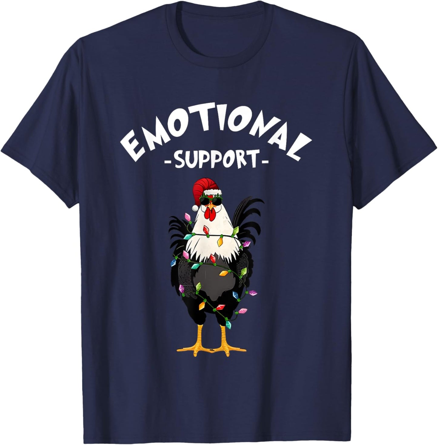 Chicken Emotional Support Cock Funny Christmas T-Shirt - T-Shirt | Navy