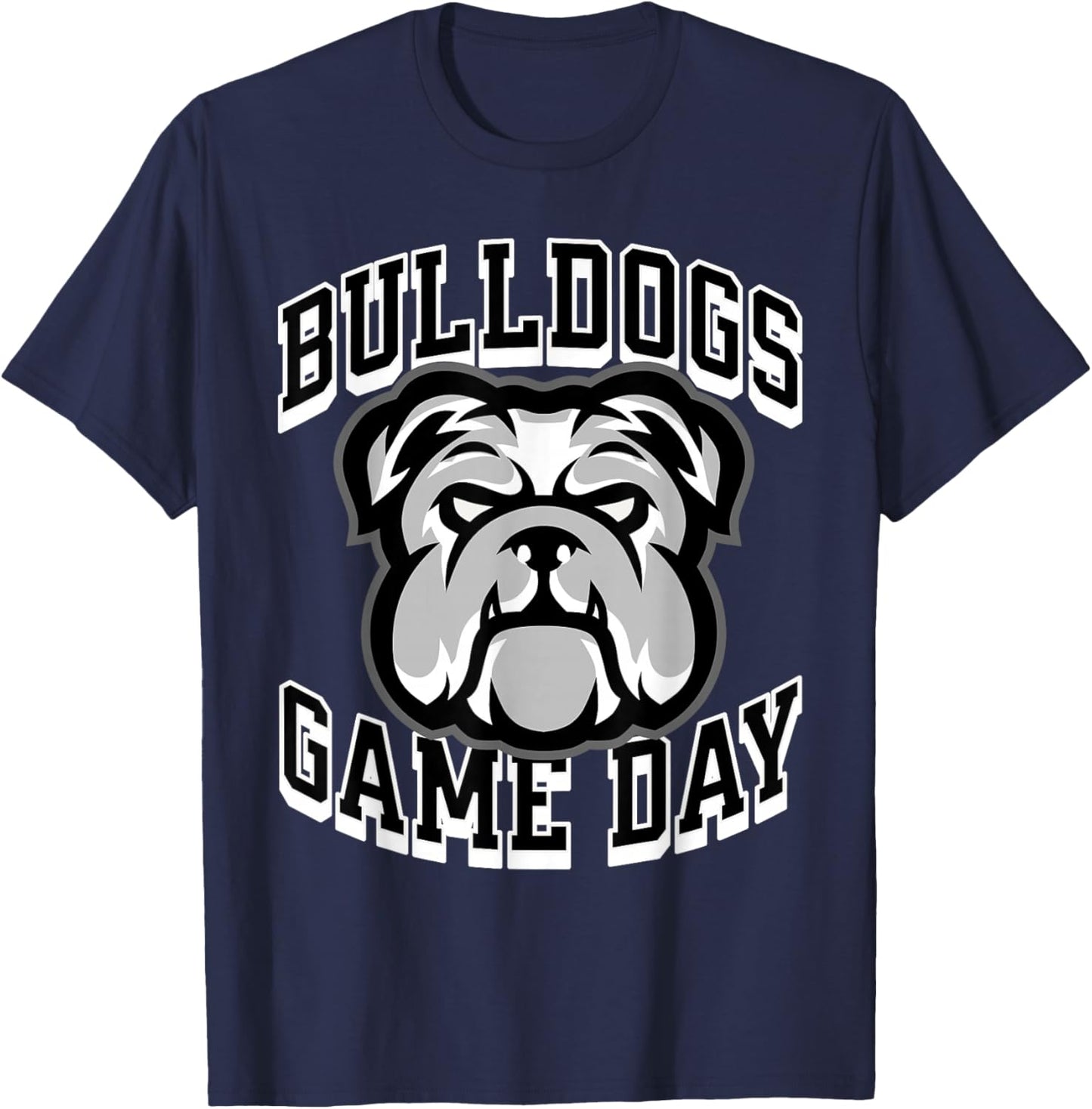 Bulldogs Game Day Sports Baseball Football Print Mom Dad T-Shirt - T-Shirt | Navy