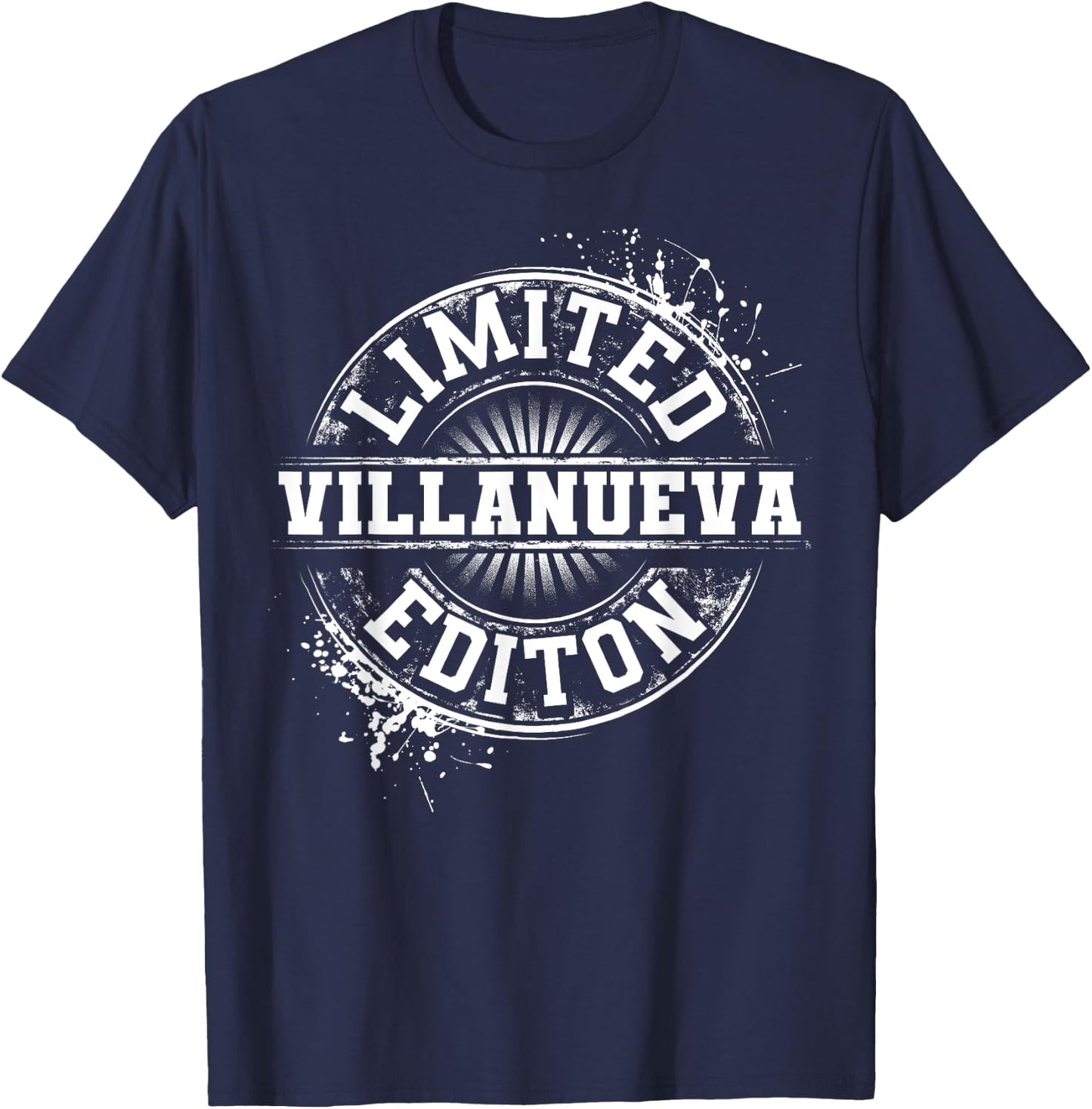VILLANUEVA Funny Surname Family Tree Birthday Reunion Gift T-Shirt - T-Shirt | Navy