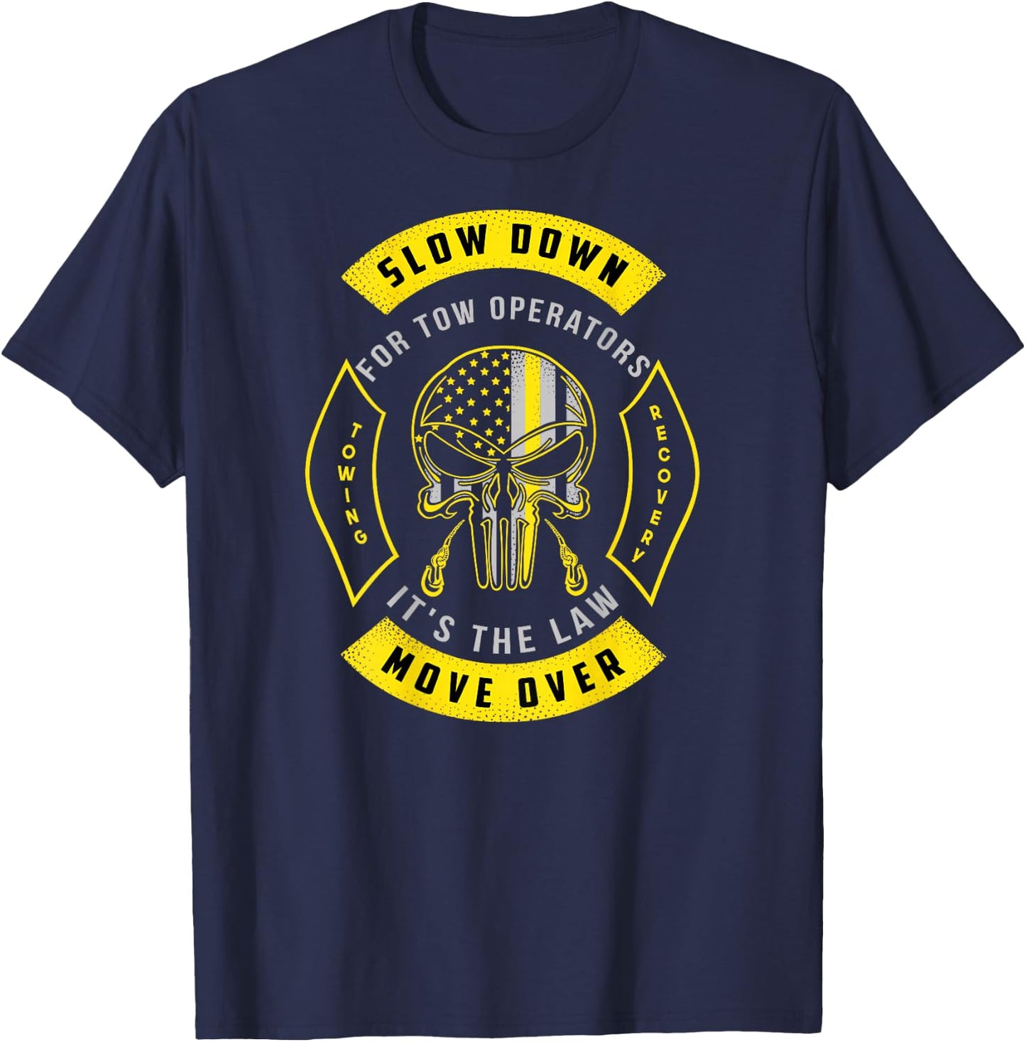Tow Lives Matter Thin Yellow Line Tow Truck Driver Shirt T-Shirt - T-Shirt | Navy