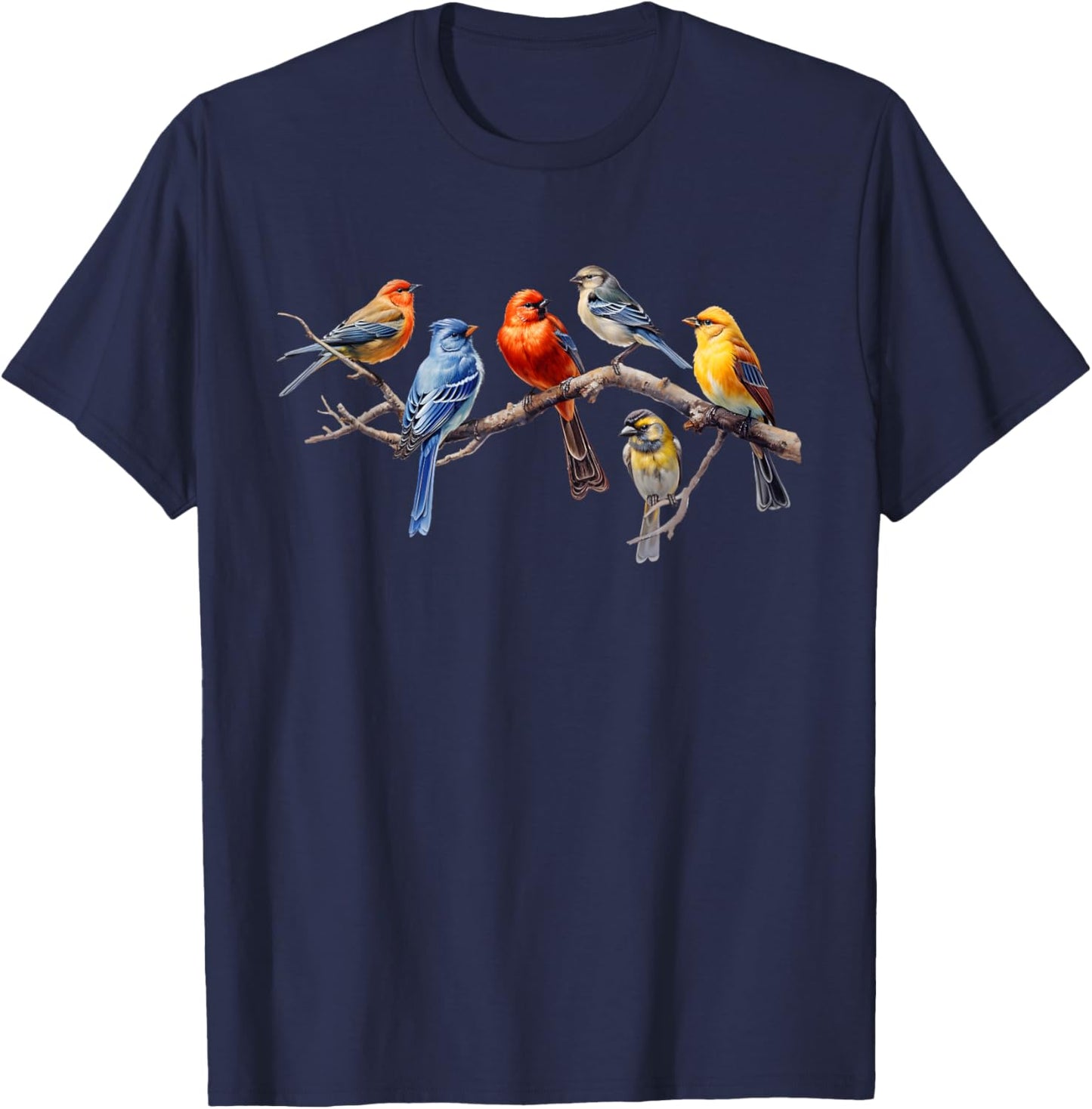 LetMeThinkAboutIt Designs Kids Black Bird Print Modern Classic T-Shirt - T-Shirt | Navy