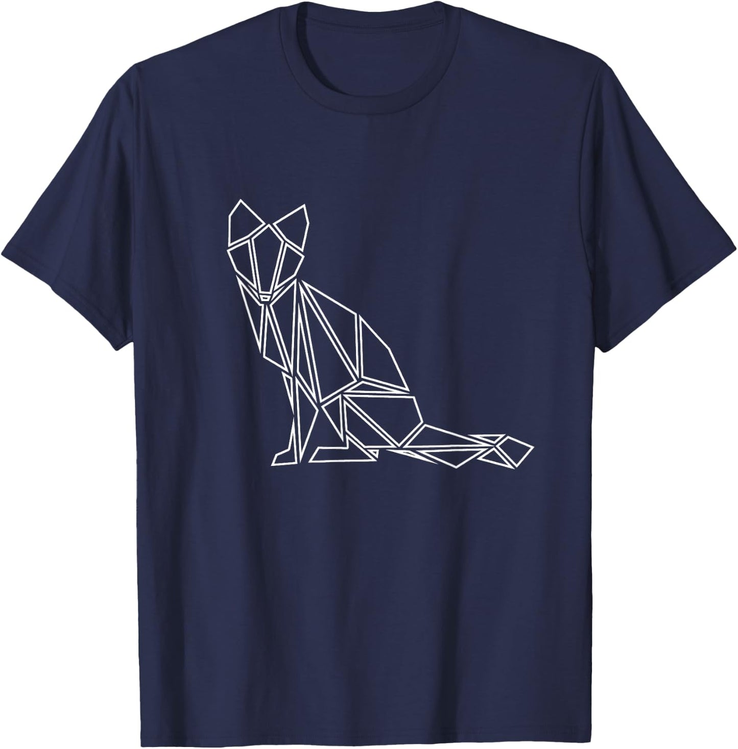 POLYGON FOX forest animal geometric polygon minimalist T-Shirt - T-Shirt | Navy