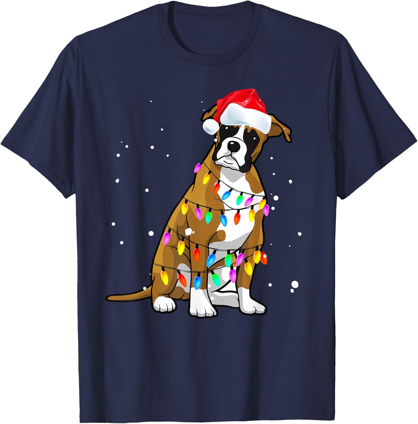 Boxer Christmas Boxer Dog Christmas Shirt Gift Men Women Kids T-Shirt - T-Shirt | Navy