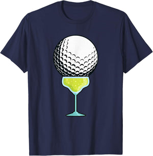 Funny Golf Ball on a Margarita Cocktail Golfer Golf Fan T-Shirt - T-Shirt | Navy