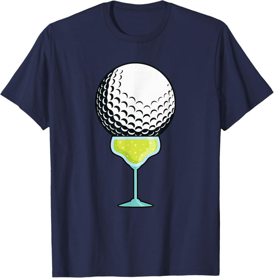 Funny Golf Ball on a Margarita Cocktail Golfer Golf Fan T-Shirt - T-Shirt | Navy