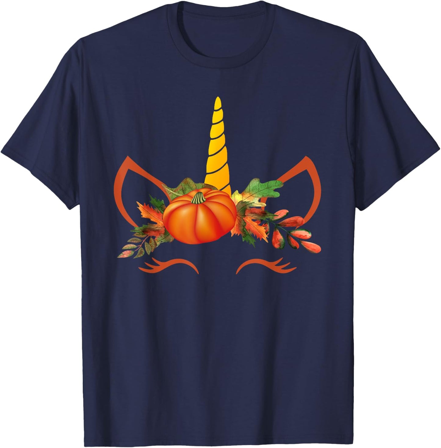 Cute Unicorn Pumpkin Shirts for Kids Halloween Thanksgiving T-Shirt - T-Shirt | Navy