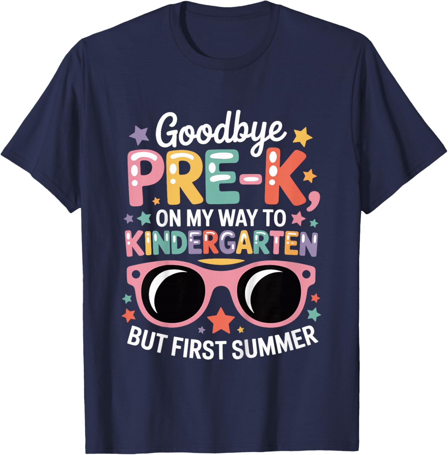 Girls Goodbye Pre-K Graduation First Day Of Kindergarten T-Shirt - T-Shirt | Navy