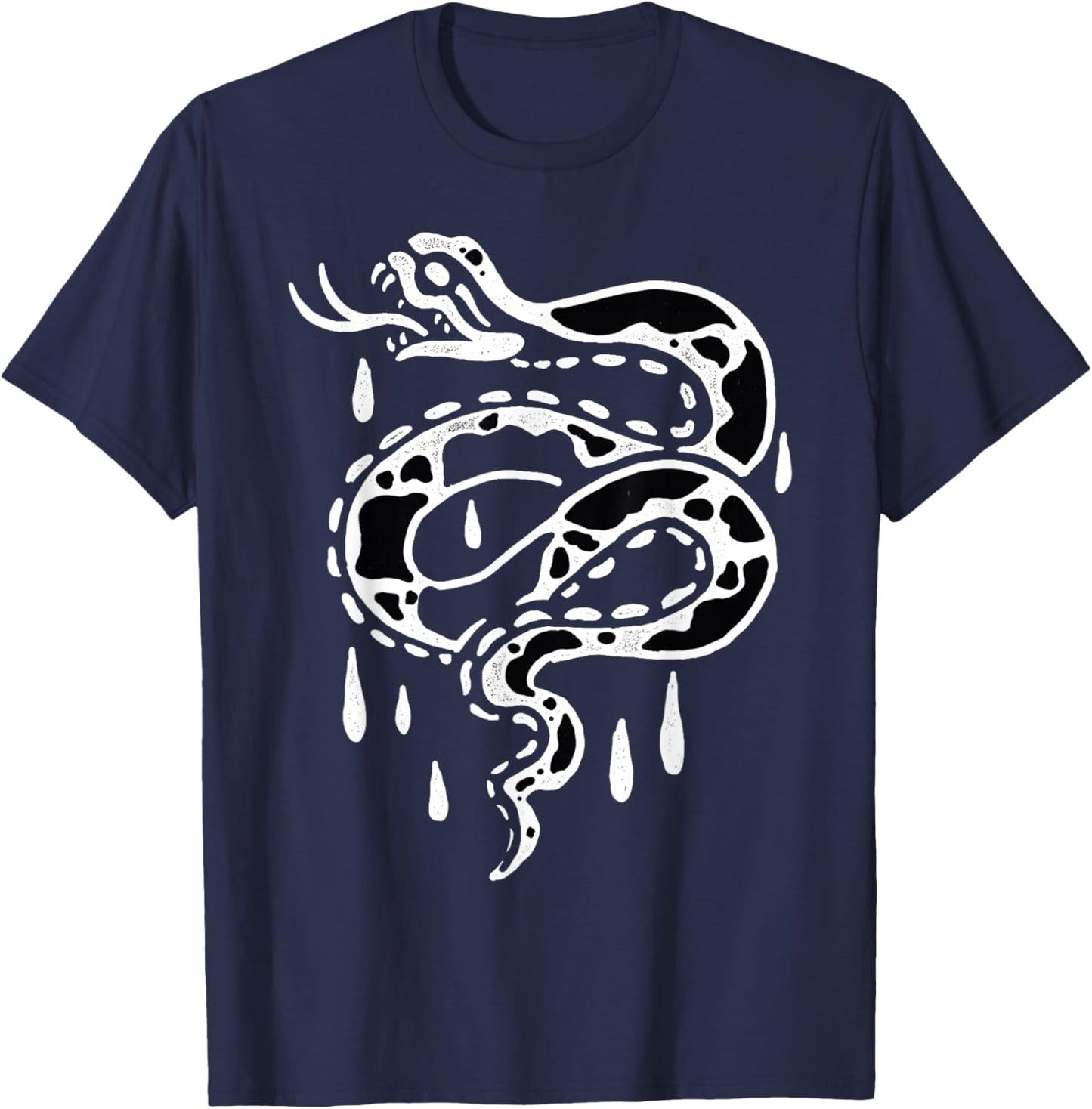 Snake Serpent Cobra Blackwork T-Shirt - T-Shirt | Navy