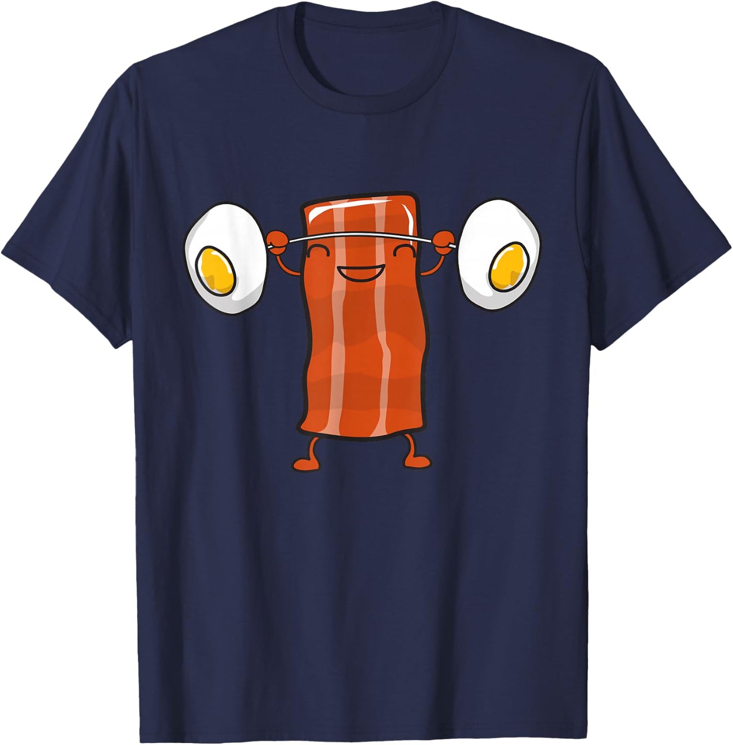 Bacon Lifting Eggs Funny Keto Snatch Squat Barbell Weight T-Shirt - T-Shirt | Navy